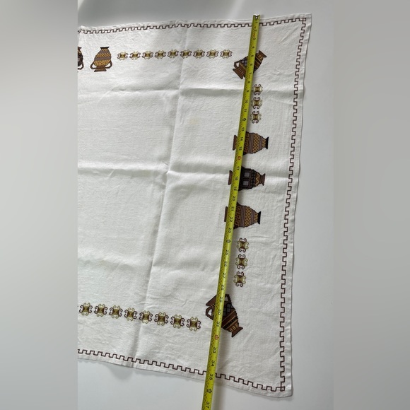 Vintage Cross-stitched Tablecloth (handmade) with playful Grecian Urn design - Picture 14 of 16